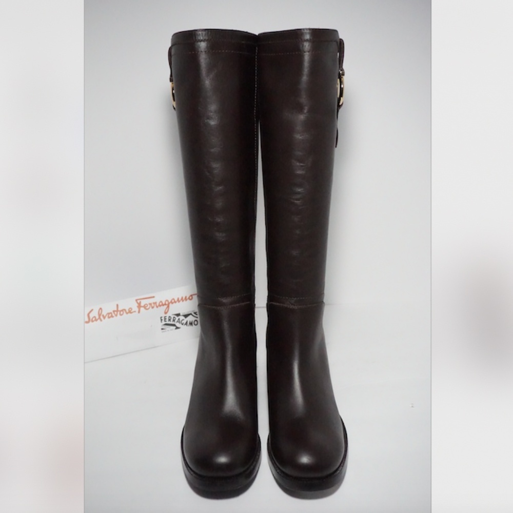 Salvatore Ferragamo Gancini Knee High Riding Boot - Picture 6 of 8
